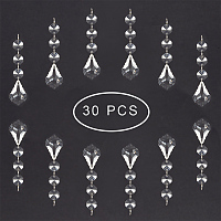PandaHall Elite 30 PCS 38mm Replacement Clear Glass Chandelier Icicle Crystal Prisms Octogan Garland Hanging Bead Curtain Wedding Club Party Decoration Lamp Decoration (Style 1)