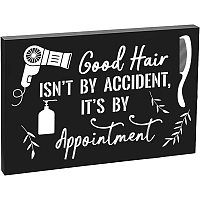 CRASPIRE Hairdresser Signs, Funny Wall Decor Signs for Hair Salon, Good Hair ISN'T BY ACCIDENT IT'S BY Appointment, Hanging Wall Decoration Signs with Sawtooth Hanger,Wooden Wall Art Decor,5.12 X7.87