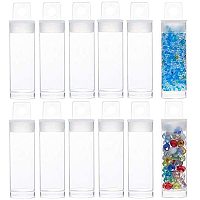 BENECREAT 30 Packs Clear Plastic Bead Tubes Flat Bottom Bead Storage Containers with White Lids (54x18mm/2x0.7