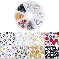 NBEADS 320 Pcs Acrylic Beads, Mixed Color Flat Round Acrylic Loose Beads Heart Star Moon Flower Luminous Spacers Beads for Bracelets Necklace Jewelry Key Chains Making