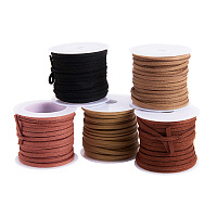 PandaHall Elite 3mm Mixed Color Lace Faux Leather Suede Cord Beading Craft Cord Velvet String, 5m/roll, 5 roll/bag