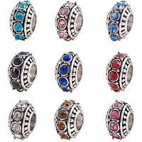 Arricraft 50PCS Crystal Charms Beads, Rhinestone Large Hole European Beads, Alloy Loose Beads for Necklace Bracelet Earrings Making