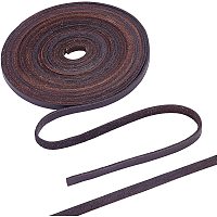 GORGECRAFT 197Inch 6mm Dark Brown Flat Genuine Leather Cord Leather String Full Grain Cord Lace Cowhide Leather Strips for Jewelry Making DIY Craft Projects Belts Keychains