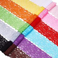 BENECREAT 30 Yards Lace Fabric Stretch Elastic 3.15 inches Wide Trim Lace for Headbands Garters Wedding Bouquet Making - 30 Colors, 1 Yard Per Color