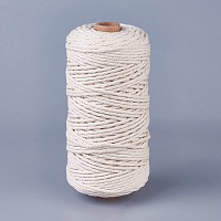 Honeyhandy Macrame Cotton Cord, Twisted Cotton Rope, for Wall Hanging, Plant Hangers, Crafts and Wedding Decorations, Creamy White, 3mm, about 109.36 yards(100m)/roll