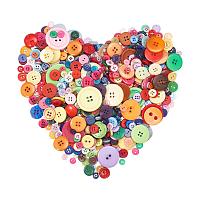 PandaHall Elite 190g Assorted Resin Buttons Mixed Color Round Craft Buttons for Button Painting, Sewing, Scrapbooking, DIY Handmade Ornament Decorations