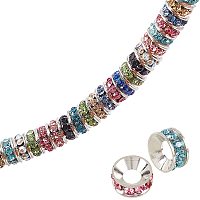 ARRICRAFT 50PCS Rhinestone European Beads 9mm Crystal Charm Beads Large Hole Spacer Beads Fit European Bracelet Snake Chain Charms Bracelet-Random Mixed Color