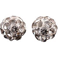 Pandahall Elite 100pcs 4mm Crystal Rhinestone Clay Beads Clay Pave Disco Ball Shamballa Clay Beads for Jewelry Making