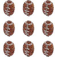 Pandahall Elite About 10 Pcs Oval Clay Pave Disco Ball Czech Crystal Rhinestone Shamballa Charm Spacer Beads for Jewelry Making Deep Red