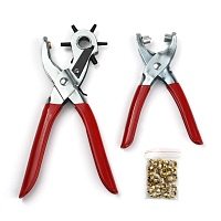 ARRICRAFT 45# Carbon Steel Hole Punch Plier Sets, Pliers and Iron Grommet Eyelet, Suitable for Leather Punch, Red, 335x110x25mm, 1set indluding 2pliers and 20pcs Grommet Eyelets