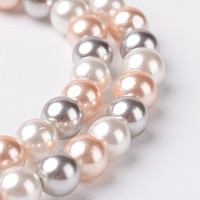 Round Shell Pearl Bead Strands, Colorful, 8mm, Hole: 1mm, about 50pcs/strand, 15.7 inch