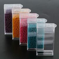 NBEADS 6 Pcs Clear Plastic Rectangle Mini Beads Storage Containers Box Case with lid for Small Items, Pills, Herbs, Tiny Bead and Jewelry Findings