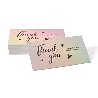 Honeyhandy Laser Thank You Card, for Decorations, Rectangle, Colorful, Word, 90x50x0.3mm, 50pcs/bag