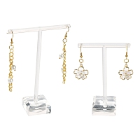 Honeyhandy T Bar Organic Glass Earring Display Stand, T Bar with Two Holes, Clear, 6x9cm, 8x11cm, 2pcs/set