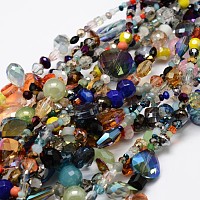 Arricraft Electroplate Glass Bead Strands, Mixed Shapes, Mixed Color, 2~16x2~16mm, Hole: 1~2mm, about 15.74 inches
