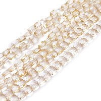 ARRICRAFT Electroplate Glass Beads Strands, Faceted Square, Pearl Luster Plated, BurlyWood, 6x6x4mm, Hole: 1.2mm, about 100pcs/Strand, 23.62''(60cm)