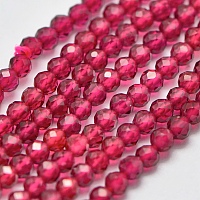 Arricraft Synthetic Gemstone Beads Strands, Imitation Ruby, Faceted, Round, Camellia, 3.5mm, Hole: 0.6mm; about 110pcs/strand, 14.5 inches