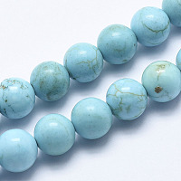 Nbeads Natural Turquoise Beads Strands, Dyed, Round, Cyan, 8mm, Hole: 1mm; about 48pcs/strand, 15.7"(40cm)