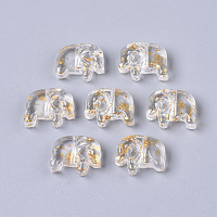 Arricraft Transparent Glass Beads, with Glitter Powder, Elephant, Clear, 10x13x4mm, Hole: 0.8mm
