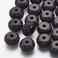 Honeyhandy Resin Rhinestone Beads, Rondelle, Black, 8x4.5mm, Hole: 1.8mm