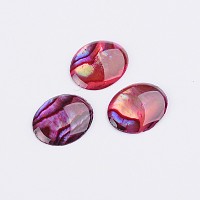 NBEADS Dyed Oval Abalone Shell/Paua Shell Cabochons, Fuchsia, 10x8x1.5mm