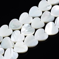 Honeyhandy Natural Trochid Shell/Trochus Shell Beads Strands, Bleach, Heart, White, 12x12x3mm, Hole: 0.8mm, about 39~41pcs/strand, 15.55 inch~15.94 inch(39.5~40.5cm)