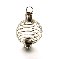 ARRICRAFT 5 Pcs Stainless Steel Spring Round Bead Cages Size 34x21mm for Pendants Making