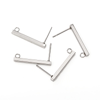 Honeyhandy 304 Stainless Steel Stud Earring Findings, Rectangle, Stainless Steel Color, 20x2mm, Hole: 1.6mm, Pin: 0.7mm