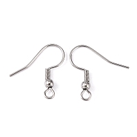 Honeyhandy 316 Surgical Stainless Steel Earring Hooks, with Horizontal Loop, for Jewelry Making and Earring Repair, Stainless Steel Color, 20.5x20x3mm, Hole: 2.5x2mm, Pin: 0.7mm