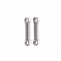 Honeyhandy 201 Stainless Steel Links Connectors, Laser Cut, Bar, Stainless Steel Color, 12.5x2x1mm, Hole: 1mm