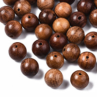 Honeyhandy Natural Wood Beads, Waxed Wooden Beads, Undyed, Round, Camel, 8mm, Hole: 1.5mm
