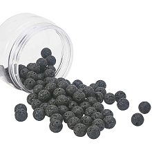 Natural Lava Beads Strands, Dyed, Round, Black, 10~10.5mm, Hole: 1mm; about 90~100pcs/box