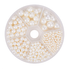 PandaHall Elite About 804 Pieces 6 Sizes No Holes/Undrilled Imitated Pearl Beads for Vase Fillers, Wedding, Party, Home Decoration, Ivory(3mm, 4mm, 5mm, 6mm,8mm, 10mm)