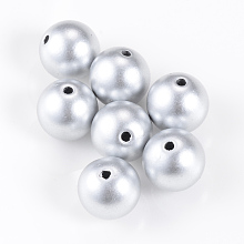 Honeyhandy Matte Style Spray Painted Acrylic Beads, Round, Matte Silver, 10mm, Hole: 2mm, about 885pcs/500g