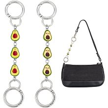 WADORN 2pcs Purse Strap Extenders, 5.7 Inch Enamel Bag Extender Chain with Avocado Pattern Fan Handbag Shoulder Strap Extender Replacement Short Chain Charms Bag Decoration Accessories