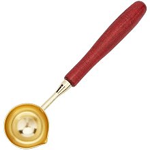 CRASPIRE Sealing Wax Spoon Wooden Handle Wax Seal Spoon Vintage 1.1 Inches Diameter Big Wax Seal Stamp Melting Spoon for Sealing Wax Beads for Wedding Invitations Gift Envelope