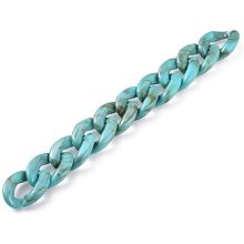 Arricraft 5 Strands 39.37 Inch Turquoise Acrylic Link Chain, Plastic Curb Chain for Neckalce, Bracelet, Earrings, Handbag, Sunglasses Holder