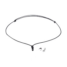 Honeyhandy Adjustable Korean Waxed Polyester Cord Necklace Making, with 304 Stainless Steel Lobster Claw Clasps and Pinch Bails, Black, 21.26 inch~27.32 inch(54~69.4cm)