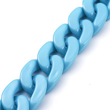 Honeyhandy Handmade Opaque Acrylic Curb Chains, Twisted Chain, Oval, for Jewelry Making, Sky Blue, Link: 30x21x6mm, 39.37 inch(1m)/strand