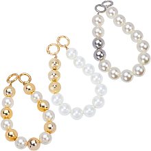 OLYCRAFT 3pcs Pearls Chain Phone Case Chain Beaded Anti-Slip Mobile Phone Chain Strap Phone Grip Holder Beaded Phone Finger Starp Bracelet Platinum & Gold for DIY Phone Case Accessory