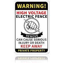 GLOBLELAND Warning High Voltage Electric Fence Remove Can Cause Serious Injury or Death Keep Away Private Property Sign 8x12 inches 35 Mil Aluminum Warning Sign, UV Protected and Waterproof