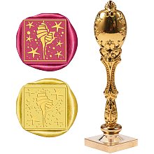 CRASPIRE Wax Seal Stamp Conch Pattern Vintage Wax Sealing Stamps Retro 25mm Removable Square Brass Head Peacock Alloy Handle for Wedding Invitations Embellishment Bottle Decoration Gift Packing