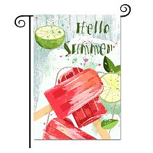 CREATCABIN Hello Summer Ice Cream Garden Flag Popsicles Yard Flag Lemon Double Sided Vertical Front Door Decoration Rustic for Garden Farmhouse House Yard Party Outdoor 12.5 x 18 Inch