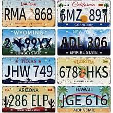 GLOBLELAND 8Pcs Vintage License Plate Metal Iron Sign Plaque Poster Retro Metal Wall Decorative Tin Signs 11.8×5.9inch for Home Bar Coffee Shop Club Bohemian Room Decoration