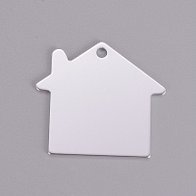 Honeyhandy Aluminum Pendants, Stamping Blank Tag, House, Silver, 35x38.5x1mm, Hole: 3mm