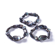 Honeyhandy Natural Abalone Shell/Paua ShellStretch Bracelets, Nuggets, 1-5/8 inch~2-1/8 inch(4.2~5.4cm)