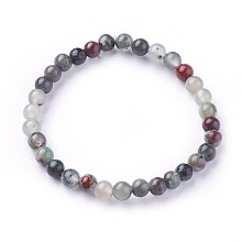 Honeyhandy Natural African Bloodstone Beads Stretch Bracelets, Round, 1-7/8 inch~2-1/8 inch(4.9~5.3cm), Beads: 6~7mm