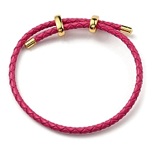 Honeyhandy Leather Braided Cord Bracelets, Adjustable Bracelet, Cerise, Inner Diameter: 5/8~2-7/8 inch(1.5~7.3cm)