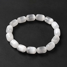 Honeyhandy Natural Selenite Column Beaded Stretch Bracelet for Women, Inner Diameter: 2 inch(5.2cm)