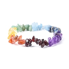 Honeyhandy Chakra Gemstone Stretch Bracelets, with Crystal Threads, Inner Diameter: 2-1/8 inch(5.5cm)